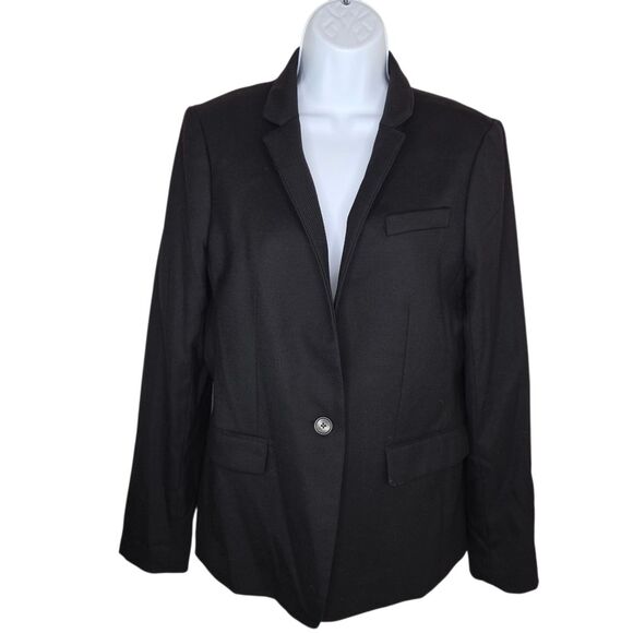 J. Crew Regent Blazer Jacket Black Wool Flannel Size 10T - Picture 2 of 10